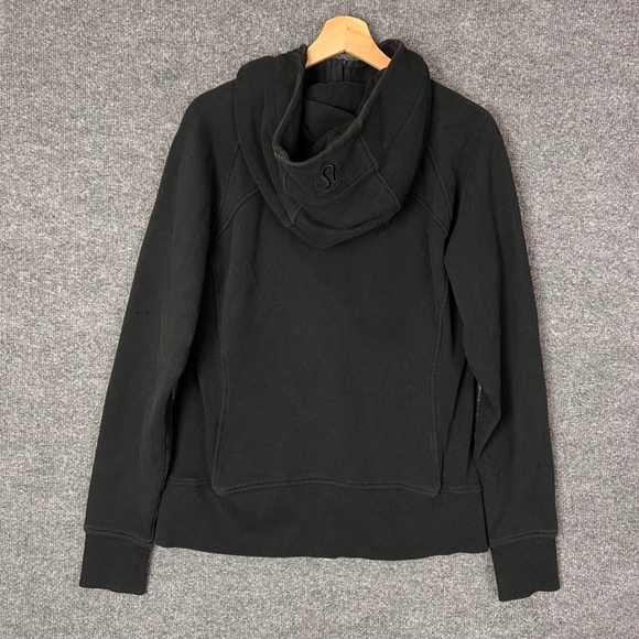 Lululemon Scuba Full Zip Hoodie Black Size 12 Thumbholes Cotton Blend Fleece - Picture 2 of 9